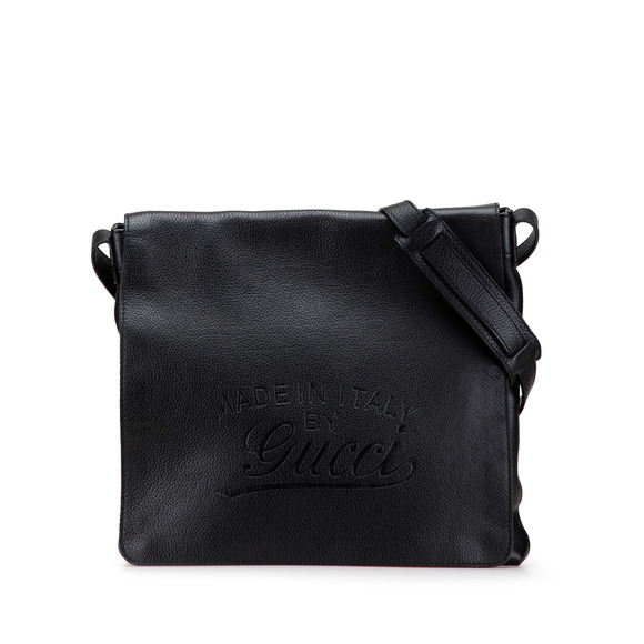 Pre-Loved Gucci Leather Logo Embossed Messenger Bag - Picture 1 of 10